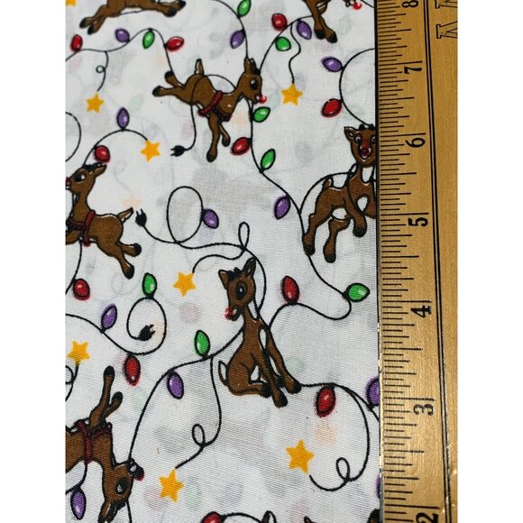 Christmas Reindeer Cotton Fabric 1/2 Yard 44" Wide with Holiday Lights & Stars - Picture 3 of 7